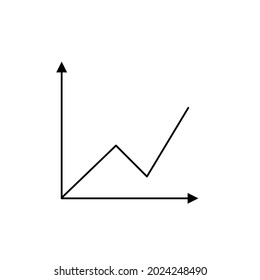 Icono de gráfico de flecha negro, flecha de gráfico de diagrama. aislado de fondo blanco. adecuado para icono web, etc.