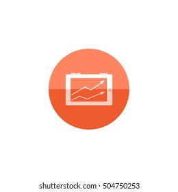 Arrow chart icon in flat color circle style. Digital, display, tablet, phone 