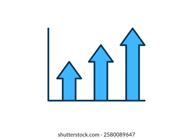 arrow chart icon vector. Icon related to graph and seo . suitable for web site, app, user interfaces, printable etc. flat line icon style. simple vector design editable