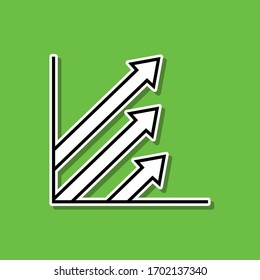 Zeigerlinienaufkleber für Pfeildiagramme. Einfache dünne Linie, Vektorillustration von Diagrammen und Diagrammen für i und ux, Website oder mobile Applikationen