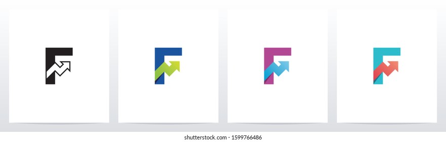 Arrow Chart On Letter Logo Design F