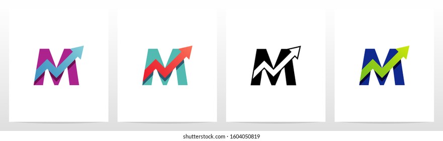 Arrow Chart On Letter Logo Design M