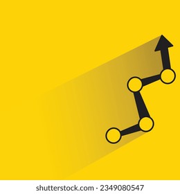gráfico de flecha con sombra sobre fondo amarillo
