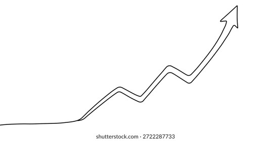 El gráfico de flecha muestra una tendencia al alza que indica el progreso del negocio y el éxito financiero