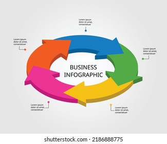 arrow chart template for infographic for presentation for 5 element