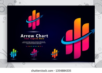 Arrow chart vector logo as a symbol of accounting with modern concept , illustration of arrow chart bar for icon growing and template business company