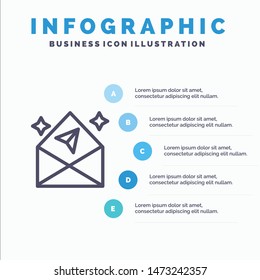 Arrow, Chat, Mail, Open Line icon with 5 steps presentation infographics Background