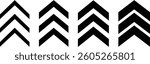 Arrow chevron doodle icon in flat set graphic design Vector for apps or web Triple chevrons pointing right thickness road caution, military, navigation signs isolated on transparent background