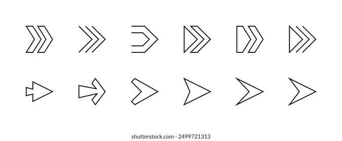 Arrow and Chevron icon collection. Different arrow symbol, direction, navigation, triangular, directional, chevron and more. Editable stroke. Pixel Perfect. Grid base 32 x 32.