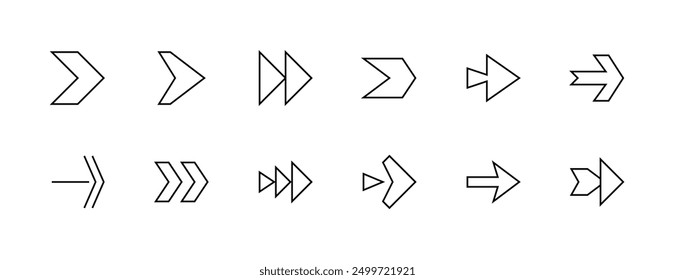 Arrow and Chevron icon collection. Different arrow symbol, direction, navigation, triangular, directional, dual arrow and more. Editable stroke. Pixel Perfect. Grid base 32 x 32.