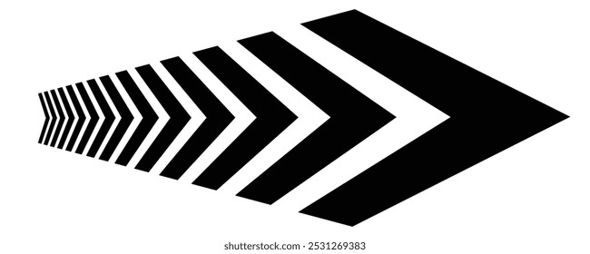 Símbolo de chevron de flecha. Conjunto de símbolos de flechas negras. Efecto de mezcla. Vector aislado en blanco.