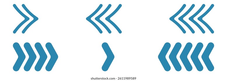 Arrow chevron symbol. Black arrows symbols set. Blend effect. Swipe sign.