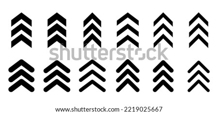 Arrow chevron symbol. Black arrows symbols set. Blend effect. Swipe sign. Vector isolated on white.