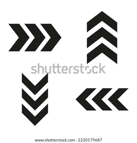 Arrow chevron symbol. Black arrows symbols set. Blend effect. Swipe sign. Vector isolated on white.