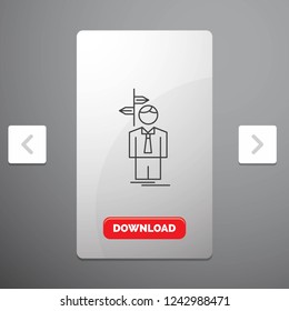 Arrow, choice, choose, decision, direction Line Icon in Carousal Pagination Slider Design & Red Download Button