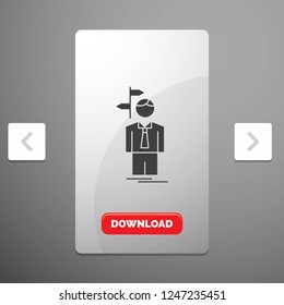 Arrow, choice, choose, decision, direction Glyph Icon in Carousal Pagination Slider Design & Red Download Button