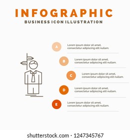 Arrow, choice, choose, decision, direction Infographics Template for Website and Presentation. Line Gray icon with Orange infographic style vector illustration