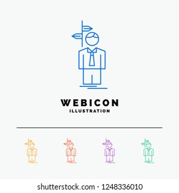 Arrow, choice, choose, decision, direction 5 Color Line Web Icon Template isolated on white. Vector illustration