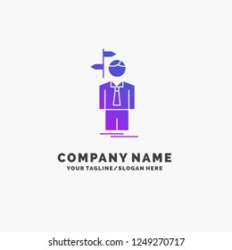 Arrow, choice, choose, decision, direction Purple Business Logo Template. Place for Tagline.
