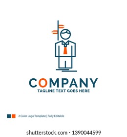 Arrow, choice, choose, decision, direction Logo Design. Blue and Orange Brand Name Design. Place for Tagline. Business Logo template.