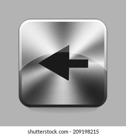 Arrow chrome or metal  button or icon vector illustration