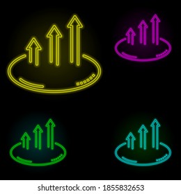 Arrow, Circle, Breaking Limits Icon Neon Color Set Icon. Simple Thin Line, Outline Vector Of Business Icons For Ui And Ux, Website Or Mobile Application