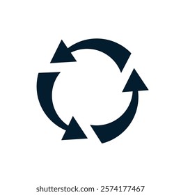Arrow in a circle. Concept update, reboot, rotation, recycle. Vector linear icon isolated on white background.