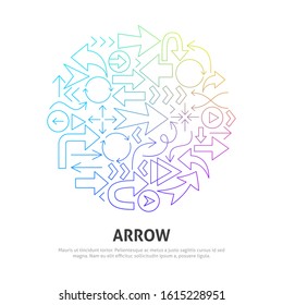 Arrow Circle Concept. Vector Illustration of Outline Design.