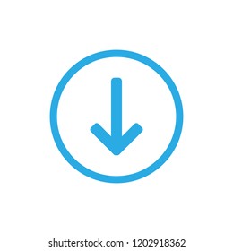 Arrow, circle, download icon. Vector illustration, flat design.