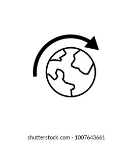 arrow in the circle of the earth outline icon. Element for mobile concept and web apps. Thin line vector icon for website design and development, app development. Premium icon on white background