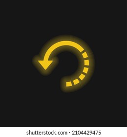 Arrow Circle With Half Broken Line Yellow Glowing Neon Icon