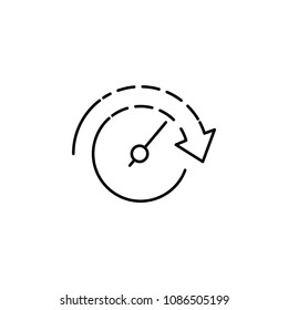 the arrow in the circle of hours icon. Element of speed for mobile concept and web apps illustration. Thin line icon for website design and development, app development on white background
