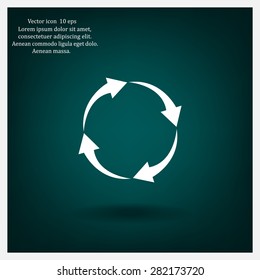 Arrow circle icon, cycle, loop and roundabout signs.