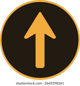 up arrow in circle icon, navigation, direction, upload, progress, growth, improvement vector illustration on white background