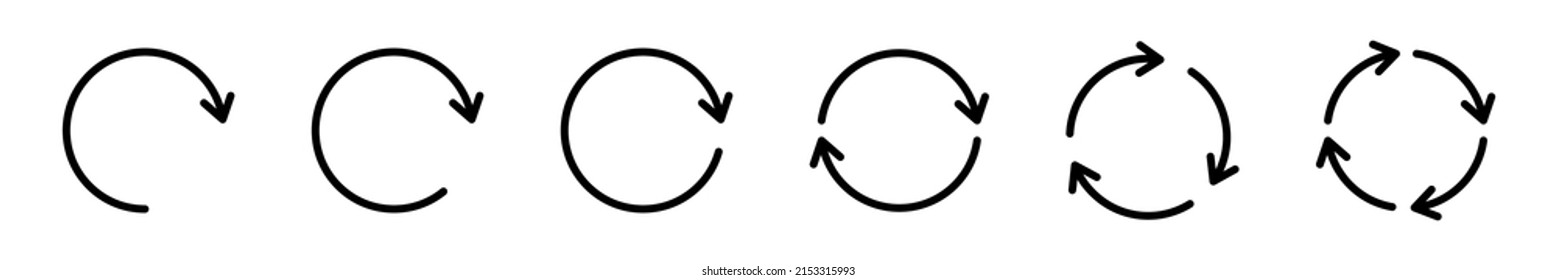 Arrow circle icon. Round arrow sign. Line arrow cycle elements