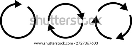 Arrow circle icon set. Direction and rotation symbols. Cycle sign. Refresh and reload design.Circular arrow icon set.