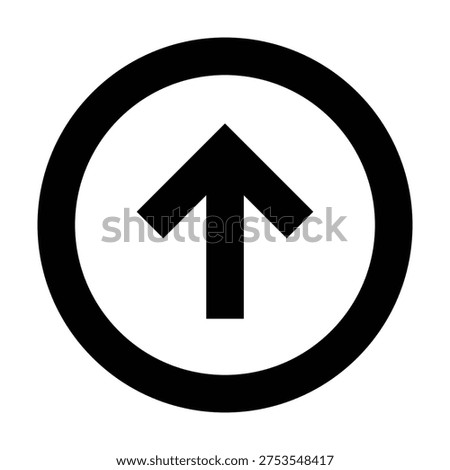 Up arrow in circle icon for upload, return to top, scroll up, or reverse direction actions. Perfect for apps, websites, dashboards, mobile interfaces, buttons, and modern UI systems.