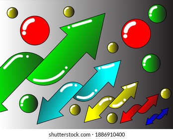 Pfeil- und Kreissymbole, süße Pfeilsymbol in buntem Stil, hohe Qualität