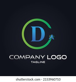 arrow circle initial letter D logo design monogram