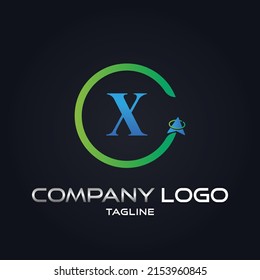 arrow circle initial letter X logo design monogram
