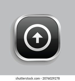arrow up circle line icon design. Glossy Button style rounded rectangle isolated on gray background. Vector illustration