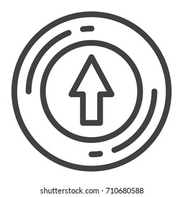 Up arrow in circle line icon, outline vector sign, linear style pictogram isolated on white. Symbol, logo illustration. Editable stroke
