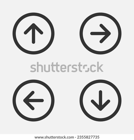 Arrow circle outline thin line icon next previous up down button