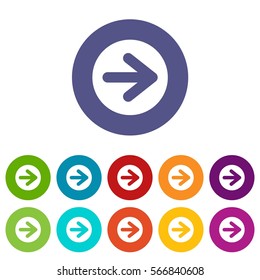 Arrow in circle set icons in different colors isolated on white background