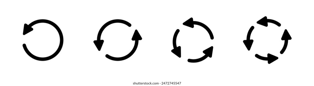 Arrow circle Set Icons. Icon self-healing. Linear Style. Vector icons.