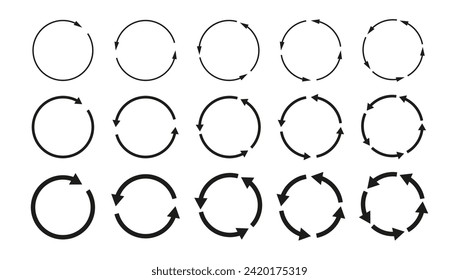 Arrow circle set isolated. Circular rotation loading elements, redo process, Rotate arrow and spinning loading symbol