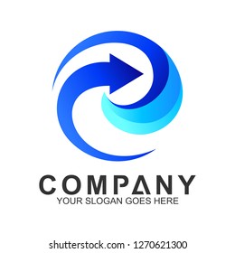 arrow in circle shape business logo template