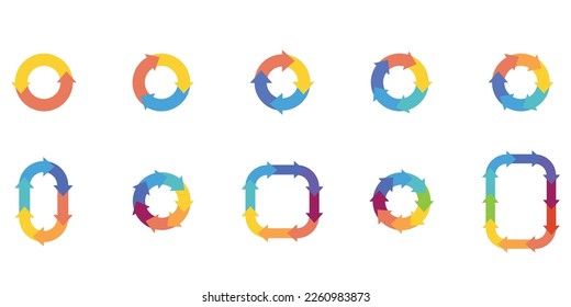 arrow circle timeline element set for infographic