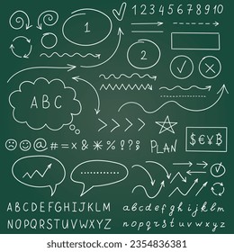 Arrow circles and abstract doodle icon in hand drawn style. Number vector illustration on isolated background. Letters, arrows sign business concept.