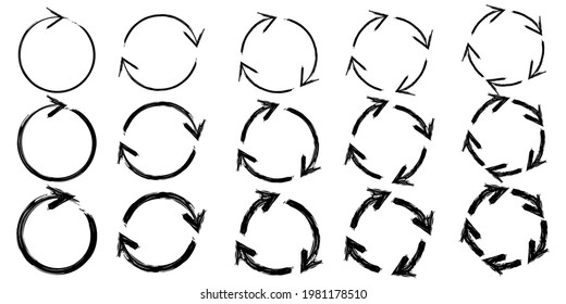 Arrow circles. Cursor arrow icon set. Arrow icon collection. Vector illustration. Stock image.